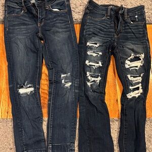 TWO Distressed Blue Jeans for Women